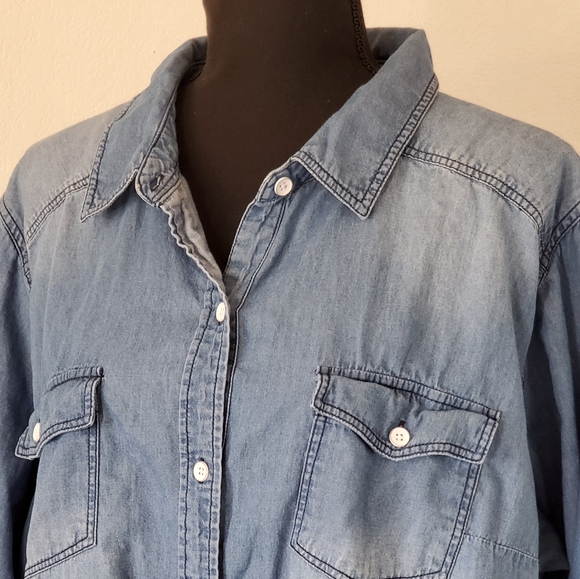 TORRID Chambray Long-Sleeved Shirt 100%Cotton. - Picture 9 of 14